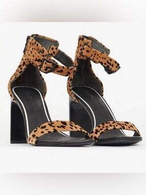 Rag & Bone Ellis Cheetah Print Leather Ankle Strap Buckle Block Heels